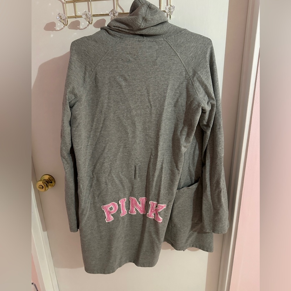 VINTAGE VICTORIAS SECRET PINK 100%COTTON GREY HOODED ROBE - Picture 11 of 16